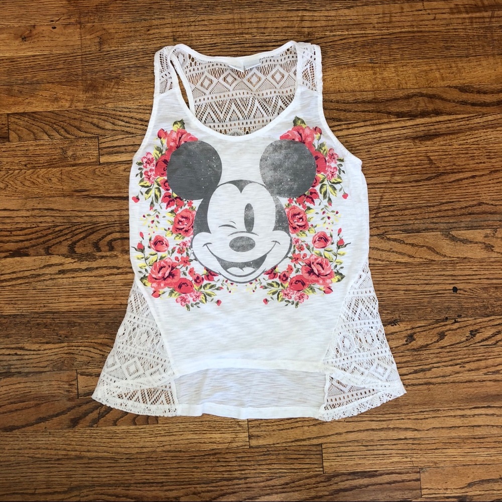 Disney Mickey Mouse White lace sleeveless shirt L